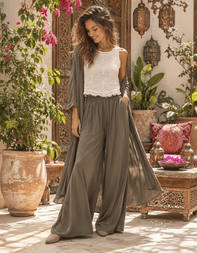 Pollera pantalón lino lisa